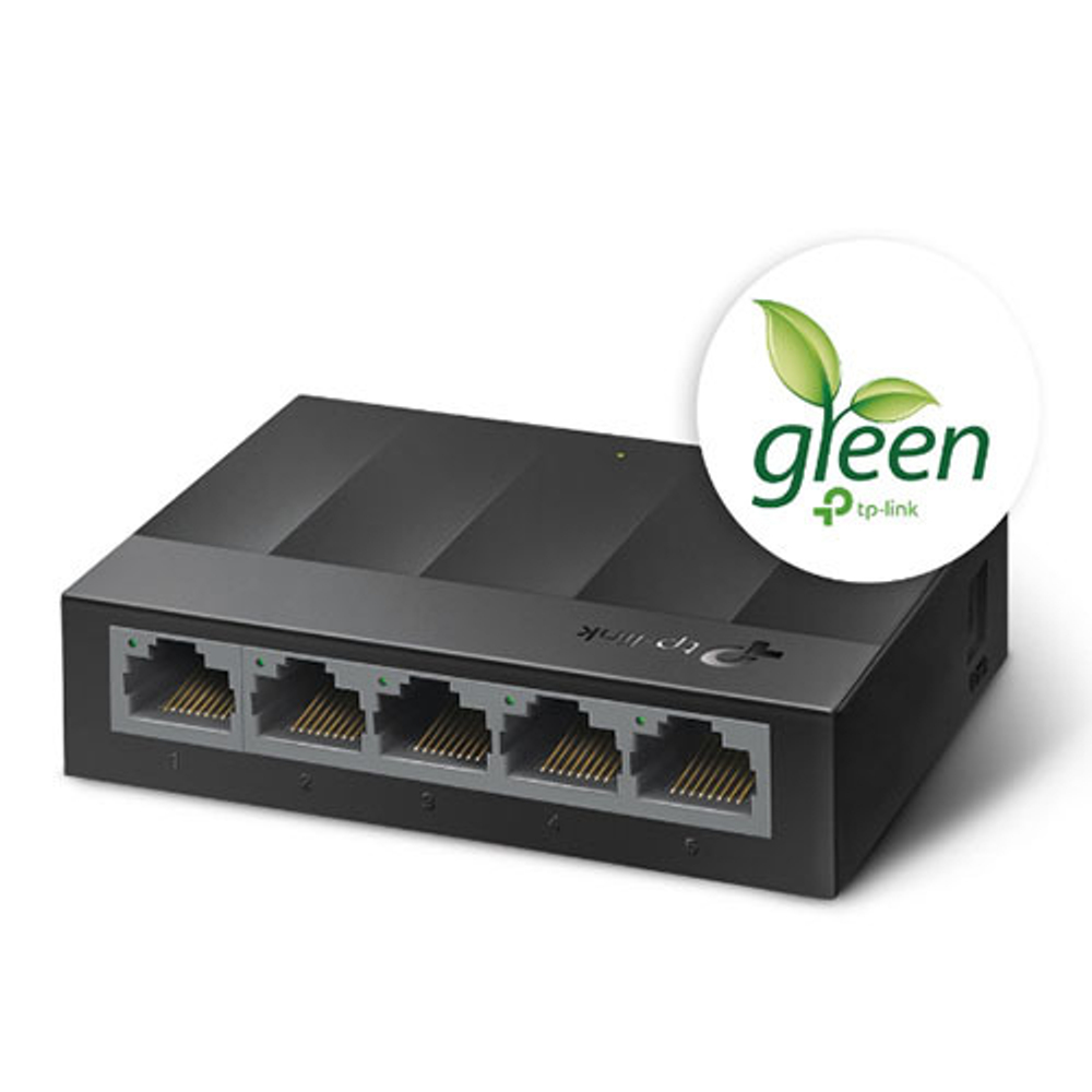 TP-Link LS1005G 5-портовый гигабитный настольный коммутатор, 5 гигабитных портов RJ45, настольный пластиковый корпус
