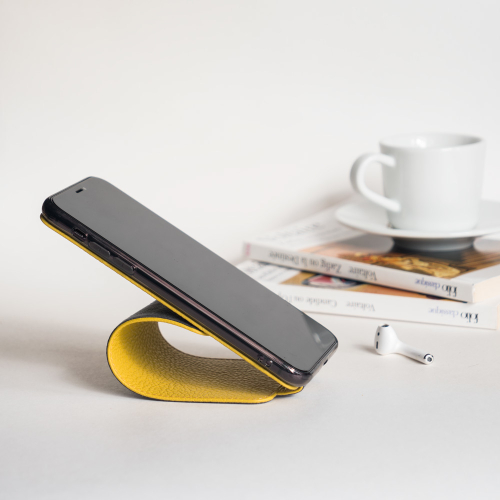 Чехол для iPhone XS Max из натуральной кожи теленка, желтого цвета