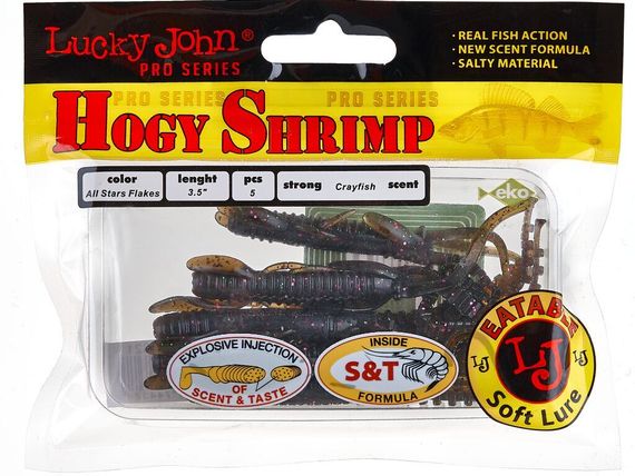 Виброхвосты съедобные LJ Pro Series HOGY SHRIMP 3.5in (8,9 см), цв. S21, 5 шт.