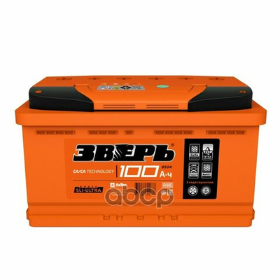 Аккумулятор ЗВЕРЬ Standart 100 А/ч обратный R+ 352x175x190 L5 EN 850 А