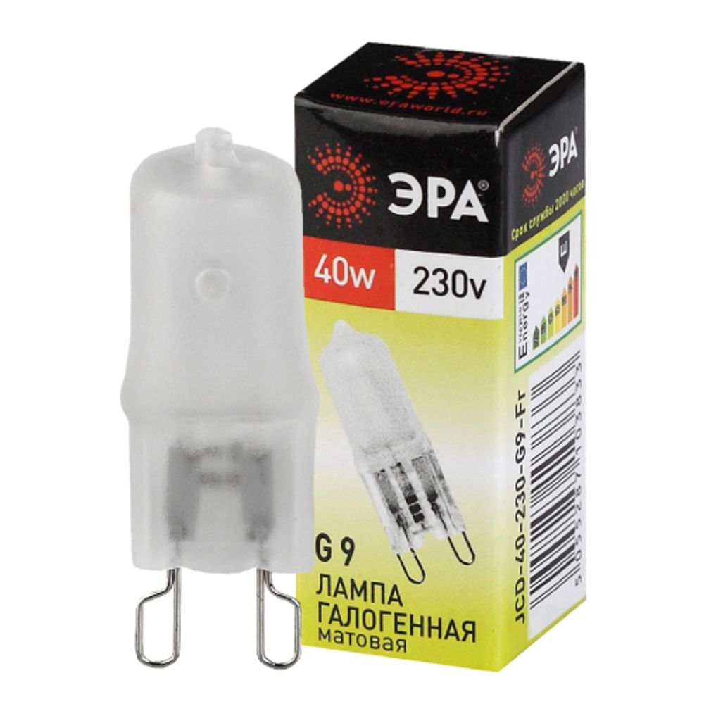 Лампа галогенная ЭРА JCD-40-230V-G9-FR 40Вт капсула матовая теплый белый свет G9 | Лампы галогенные Капсульные (G4, G9)