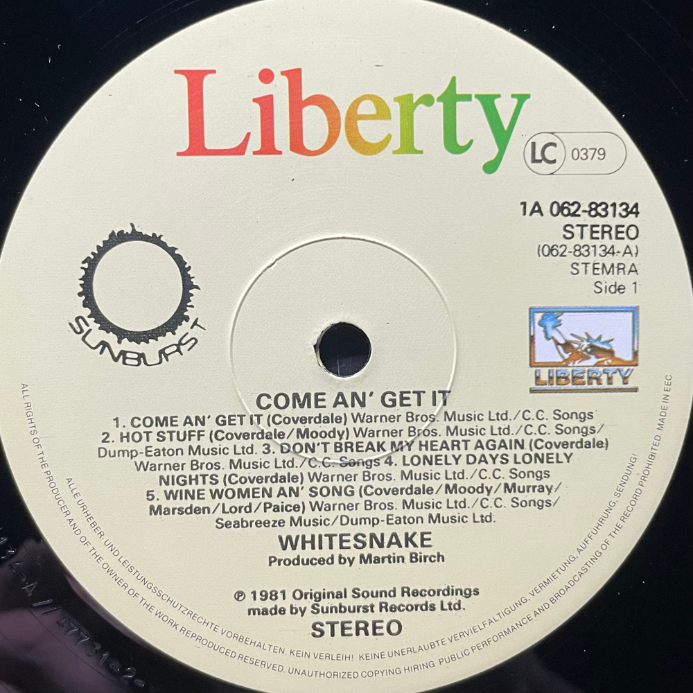 Whitesnake - Come An' Get It (Голландия 1981г.)