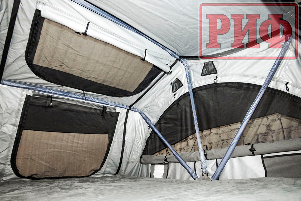 Палатка на крышу автомобиля РИФ Soft RT02-120, тент серый, 400 гр., 120х240х115 см