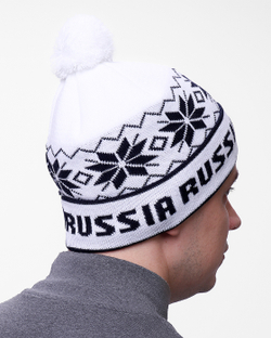 Мужская шапка PRIVAL с отворотом RUSSIA-2 белый