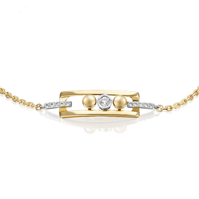 Браслет «Дуэт форм» из комбинированного золота с натуральными топазами white