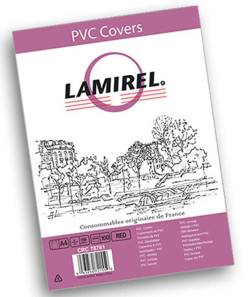 Обложки Lamirel Transparent A4, PVC, красные, 150мкм, 100 шт.
