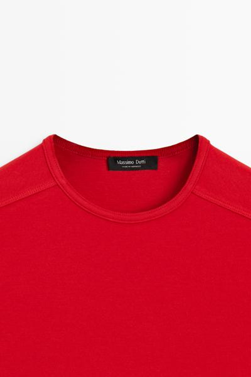 Massimo Dutti Футболка с коротким рукавом из смесовой хлопковой ткани, красный
