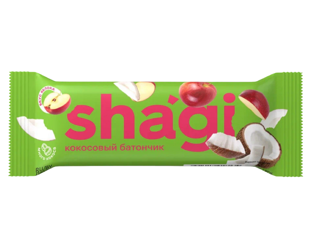 Батончик кокосовый Shagi глазированный со вкусом Яблока 40гр*15шт