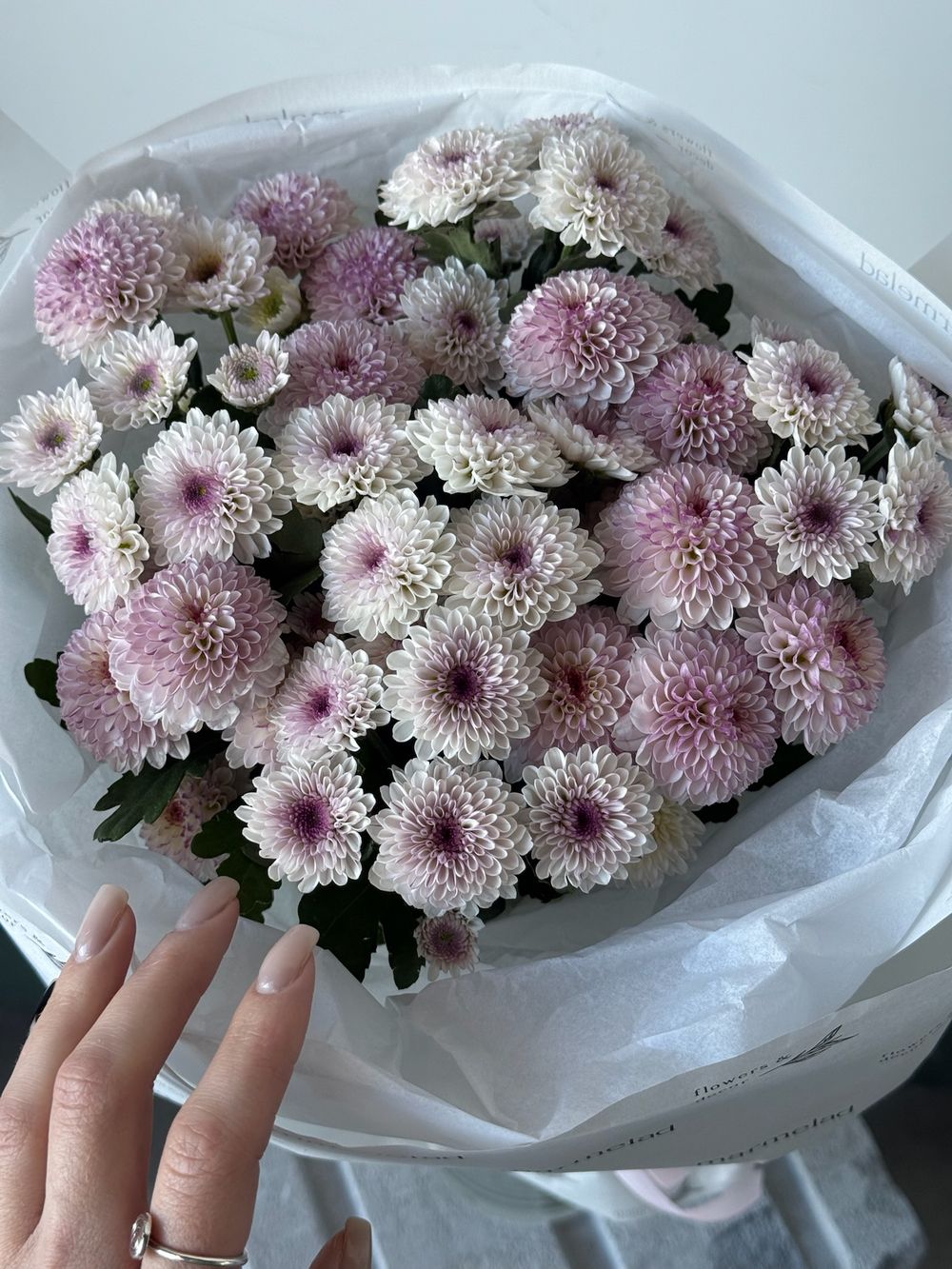 Букет из кустовых хризантем в розовом оттенке 9 шт