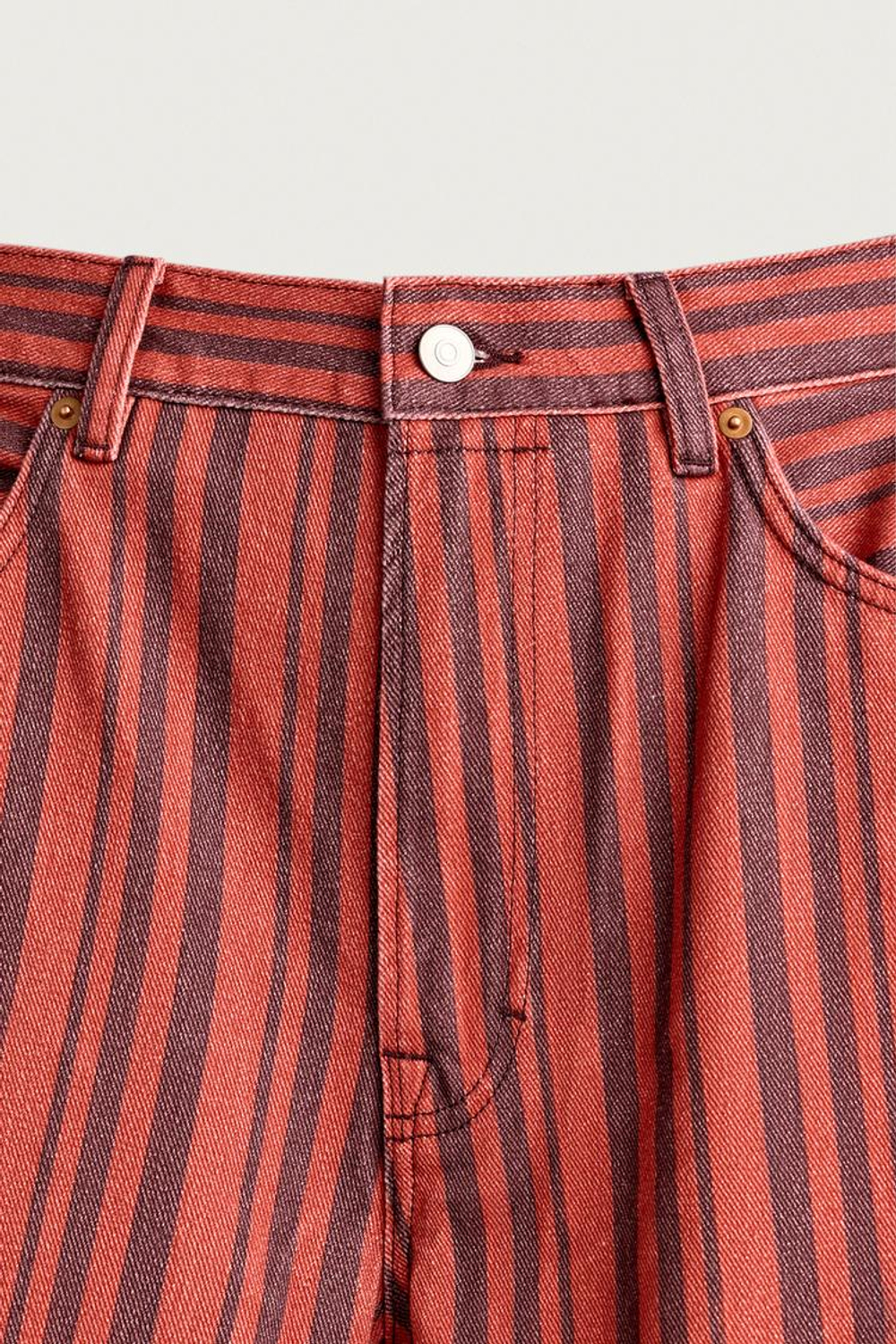 ZARA БРЮКИ STRAIGHT FIT В ПОЛОСКУ, КРАСНЫЙ