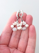 Серьги с лунным камнем, жемчугом и агатом