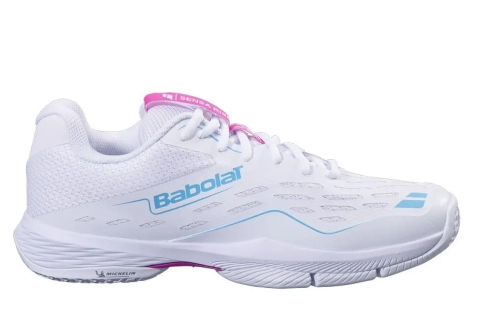 Женские кроссовки для padel Babolat Sensa Rise - white/rhodamine red