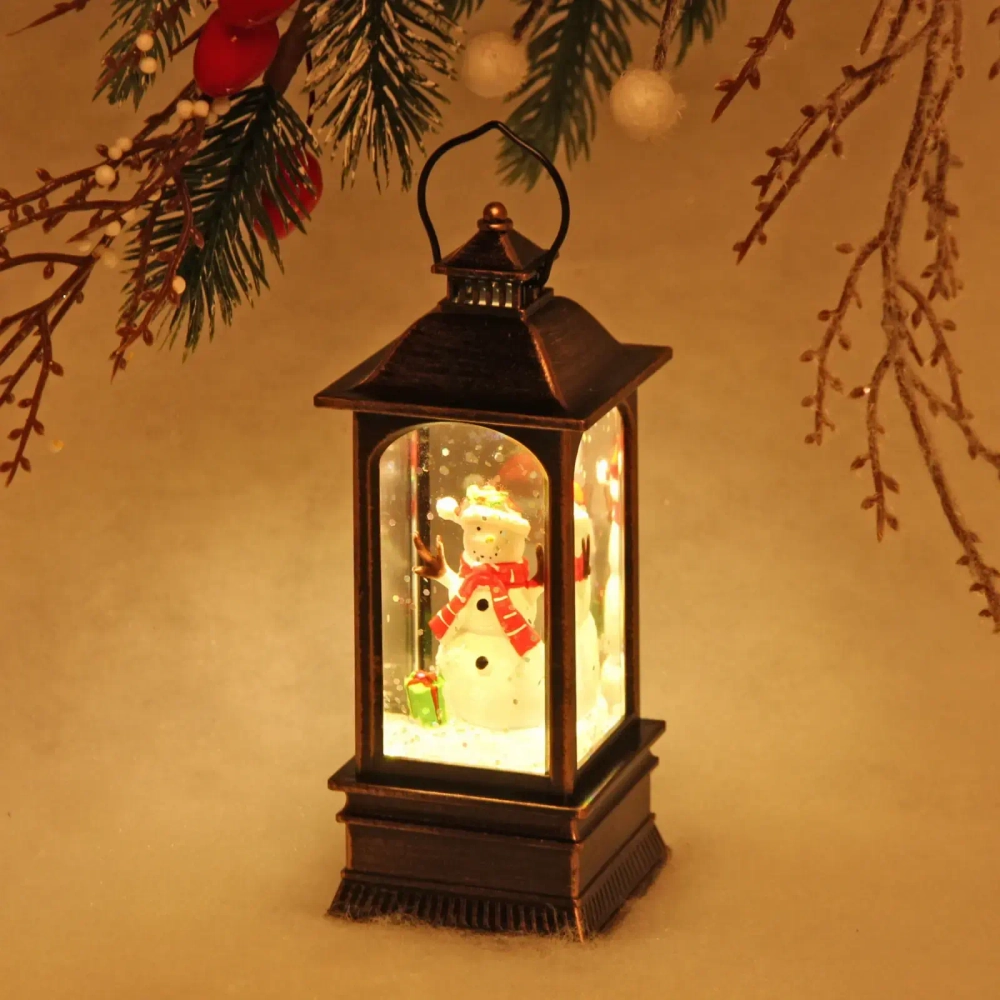 Сувенир с подсветкой Christmas «Фонарь - Весёлый Снеговик» 12,8х5,4 см (3хAG13)