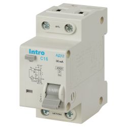 Автоматический выключатель дифференциального тока Intro ID12E2C16AC30 АД12 1P+N С16 30мА тип АС | Intro
