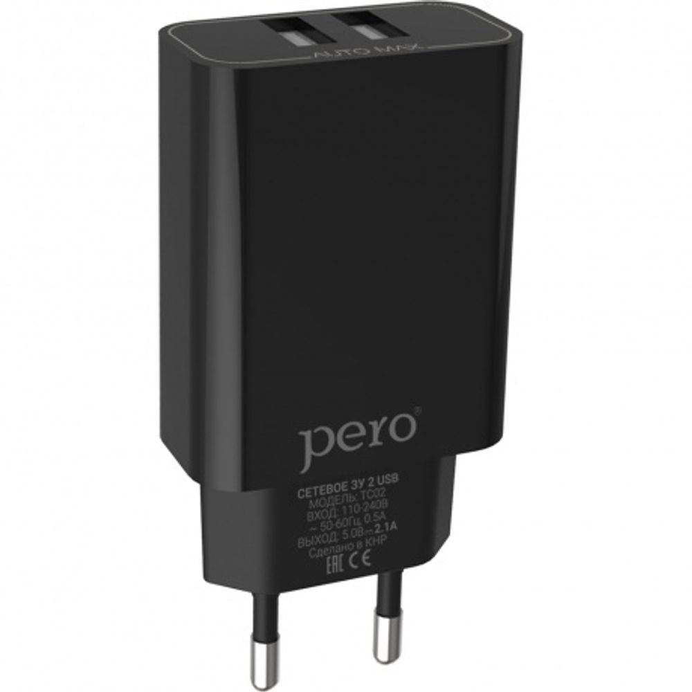 PERO TC02 2USB 2.1A черный СЗУ