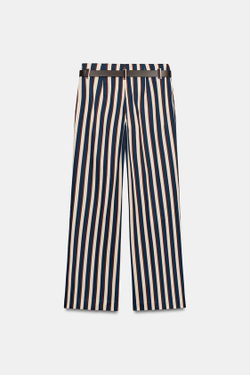 ZARA БРЮКИ В ПОЛОСКУ С РЕМНЕМ, ПОЛОСКИ