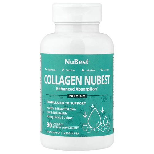 NuBest, Collagen Nubest, коллаген для улучшенного усвоения, 90 капсул (500 мг в 1 капсуле)