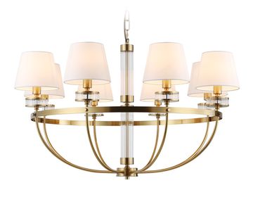 Подвесная люстра с абажуром 8*Е14 LH71253/8 BS/WH латунь/белый High Light Classic Ambrella