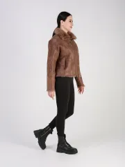 Двусторонняя дубленка зимняя шуба натуральная короткая
