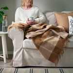 Плед IKEA MYRULL (МИРУЛЛ), Светло-коричневый, 130х170 см