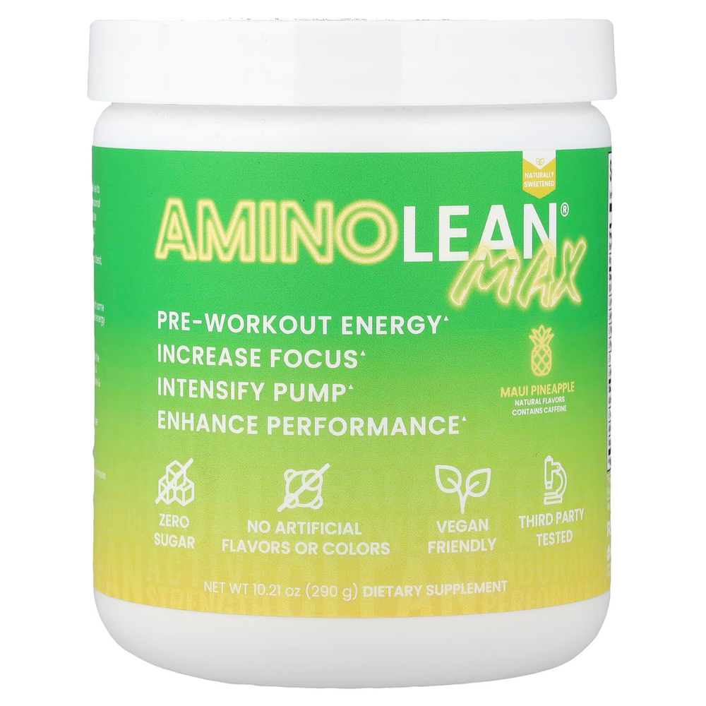 RSP Nutrition, AminoLean® Max, предтренировочный комплекс для выработки энергии, со вкусом ананаса Мауи, 290 г (10,21 унции)