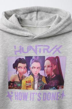 ZARA ХУДИ С ПРИНТОМ KPOP DEMON HUNTERS™ NETFLIX ©, СЕРЫЙ МЕЛАНЖ