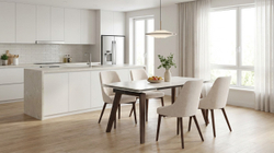 Стол BETIS 180 MATTE GILDED WHITE SOLID CERAMIC / Орех, ®DISAUR