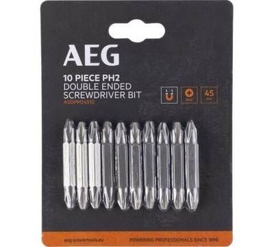 Биты двухсторонние AEG 10шт. РН2x45mm ASDPH24510 4932479515