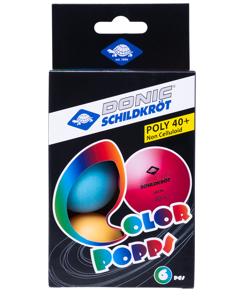 Мяч для настольного тенниса Colour Popps Poly, 6 шт.