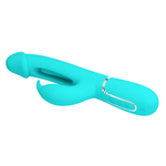 Бирюзовый вибратор-кролик 23,2см с фингерингом Pretty Love Twinkled Tenderness Kampas Flicking Vibrator Rabbit BW-500025-1