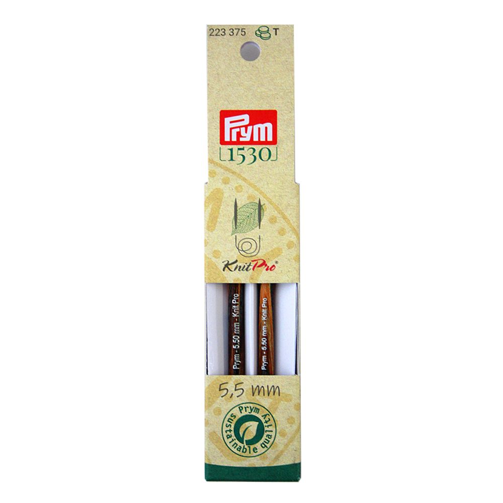 Спицы съемные длинные ⌀5.5 мм, 8.7 см, 2 шт, Prym Natural 223375 Спицы съемные длинные ⌀5.5 мм, 8.7 см, 2 шт, Prym Natural 223375