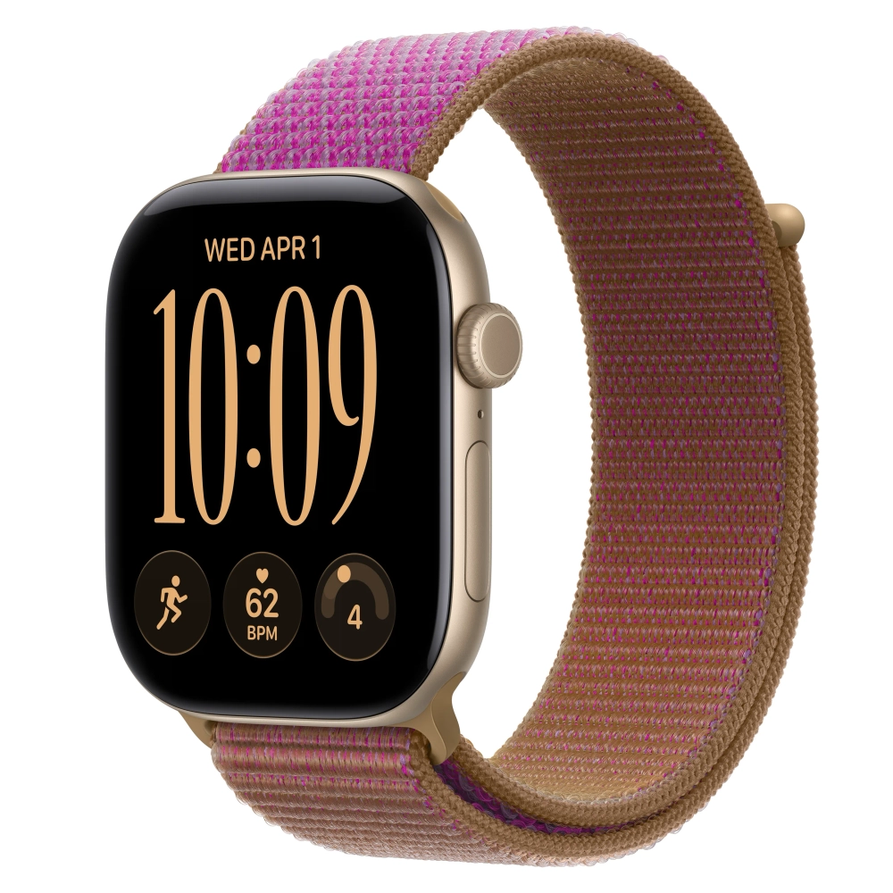 Умные часы Apple Watch Series 12 GPS, 46mm, Light Gold Aluminum Case with Magenta Sport Loop
