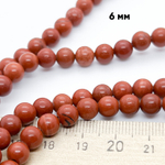 Яшма красная бусины, диаметр 6,4-6,6 мм, цена за нить 38 см