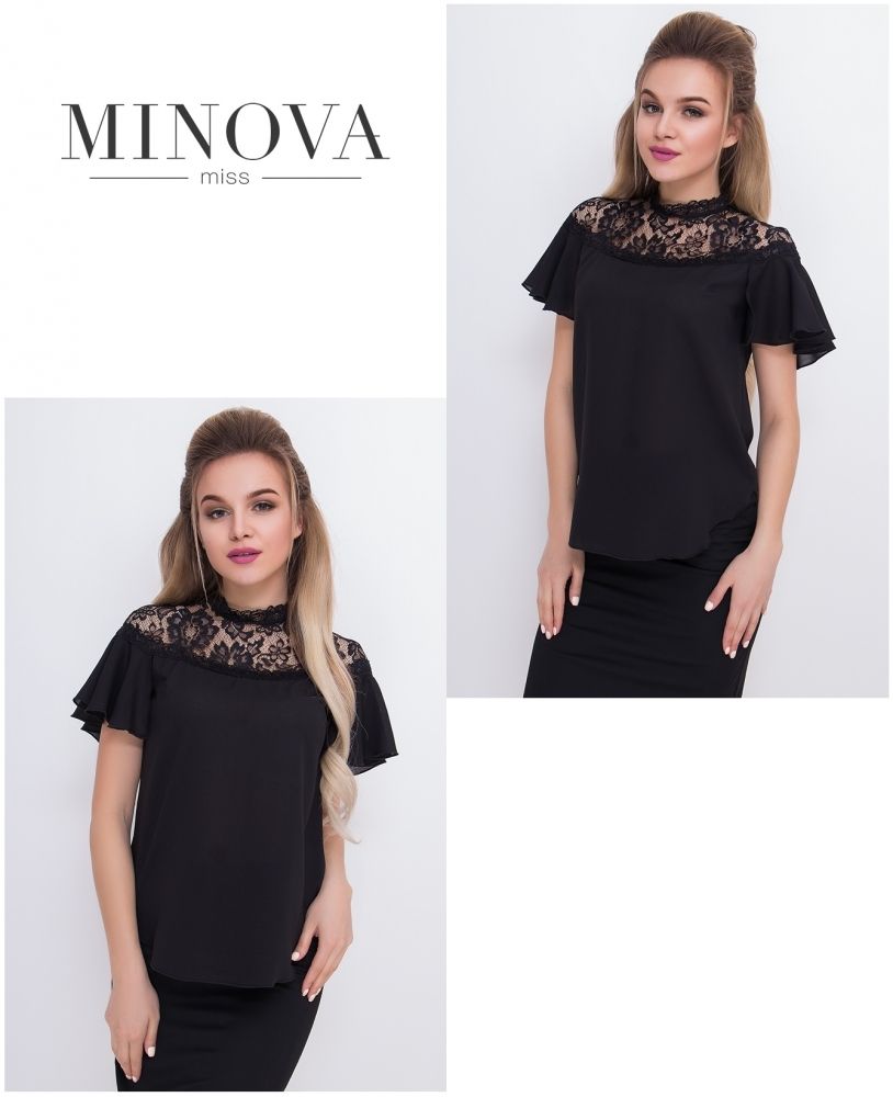 Блуза 4078-черный Minova Блуза 4078-черный Minova