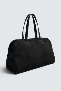ZARA КОЖАНАЯ ДОРОЖНАЯ СУМКА, ЧЕРНЫЙ