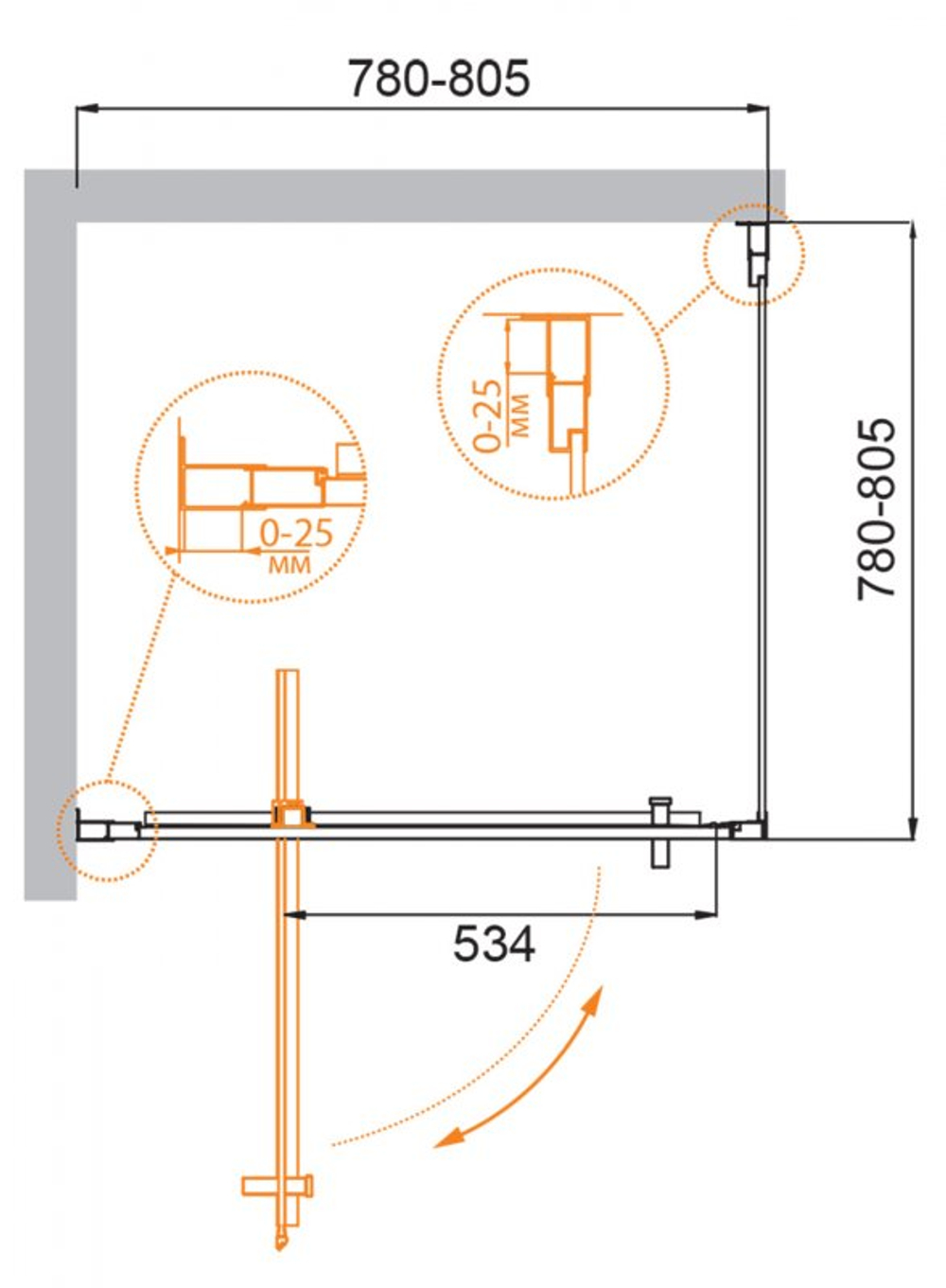 Душевой уголок Cezares MOLVENO 90x90 см MOLVENO-A-1-90-C-Cr-IV