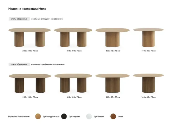 Стол обеденный овальный Mono 180х100 947949