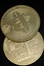Жетон Биткоин. Криптовалюта Биткойн. Bitcoin Копия монеты. латунь без капсулы