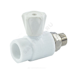 Кран шаровой PP-R белый Дн 25х3/4" НР прямой для радиатора VALFEX 10149025