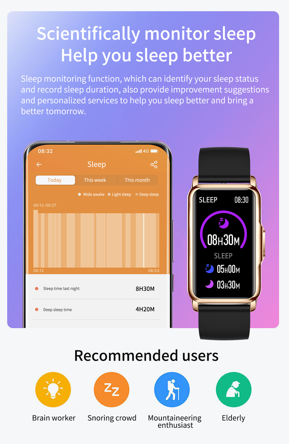 Спортивный смарт браслет XRide H80 с изогнутым экраном (кровяное давление, сердечный ритм и сатурация)