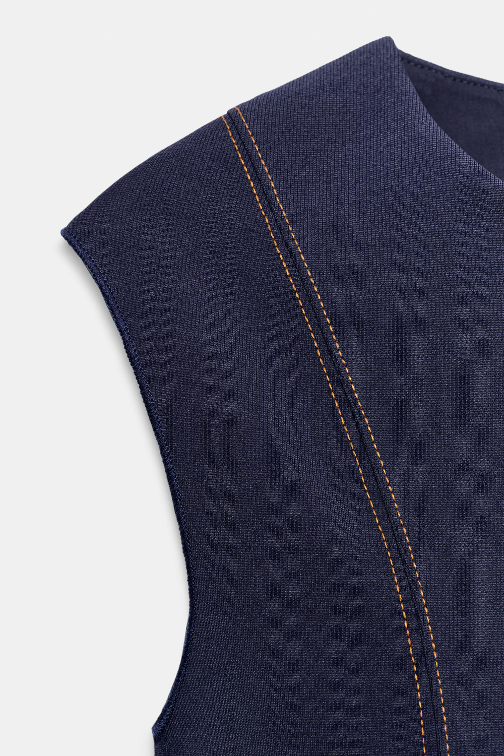 ZARA ЖИЛЕТ С КОНТРАСТНОЙ СТРОЧКОЙ, ТЕМНЫЙ ИНДИГО