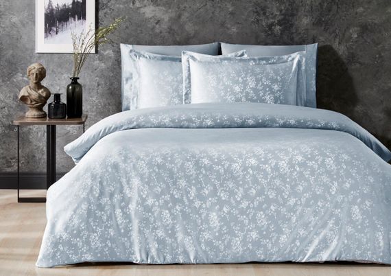 Постельное белье CLARINDA голубой жаккард deluxe TIVOLYO HOME Турция