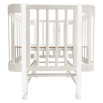 Кровать детская Indigo Italiano Baby продольный маятник на колесах кашемир-белый