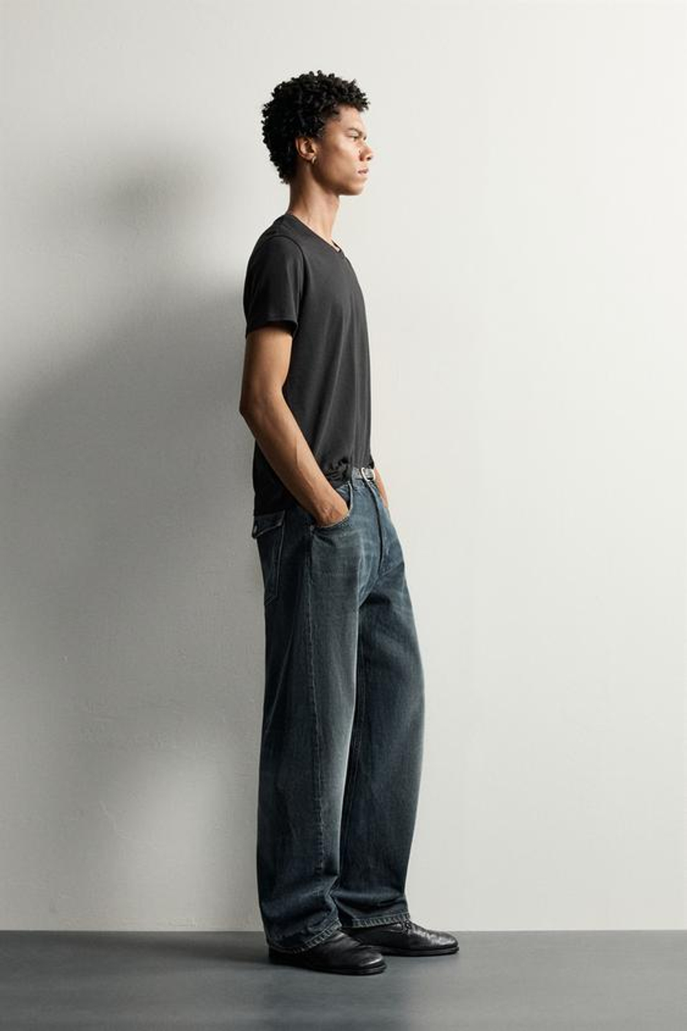 ZARA ДЖИНСЫ LOOSE FIT С ПОВОРОТНЫМИ ШВАМИ, СИНИЙ