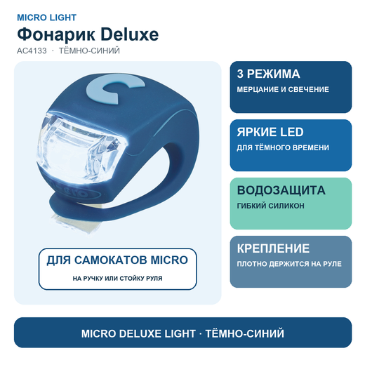 Фонарик Micro Deluxe - темно-синий BOX