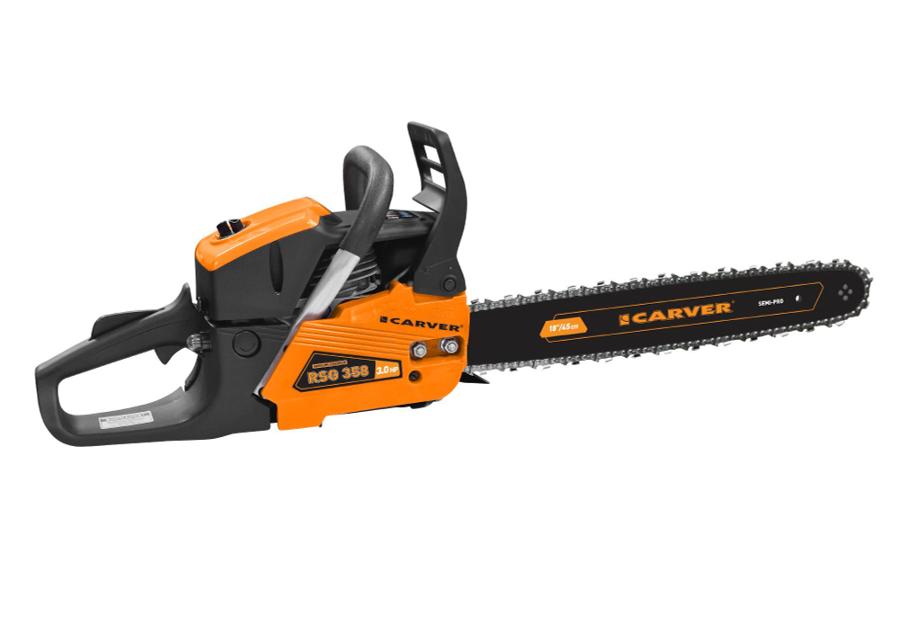 Пила бенз.  CARVER RSG 358 (18"-0,325-1,5-72зв.,  2,2кВт/3л.с./58см3) Гарнитура: SBPS-8-1,5-72 + 455L8F или аналог OREGON 21LPX072E + 188SFGK095