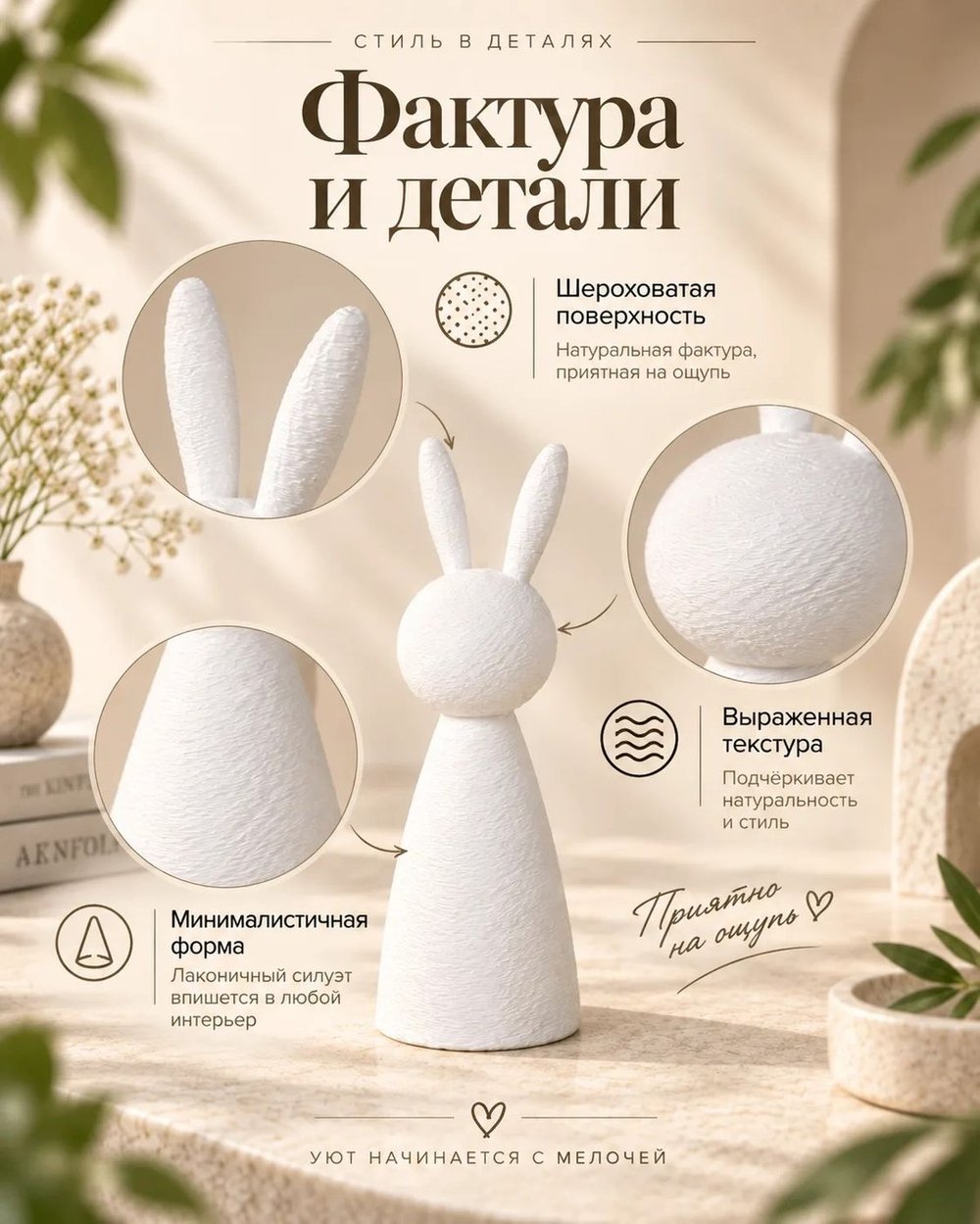 Интерьерная статуэтка Кролик белый (3D048)