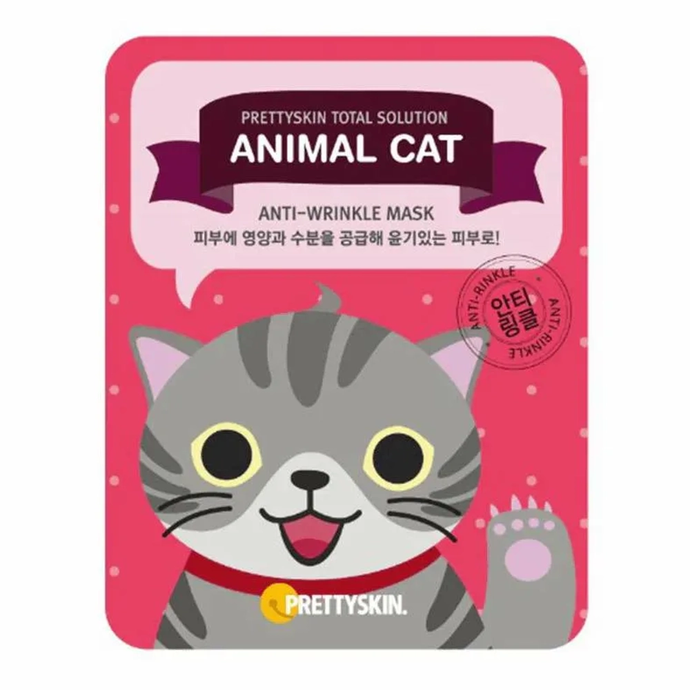PrettySkin Mask Total Solution Animal Cat Anti-Wrinkle Маска тканевая для лица антивозрастная, 25 гр