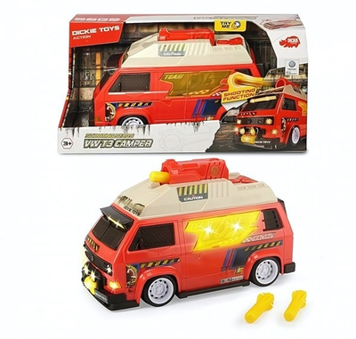 Dickie Машинка с залповой установкой VW T3 Camper со светом и звуком, 28 см 3756004