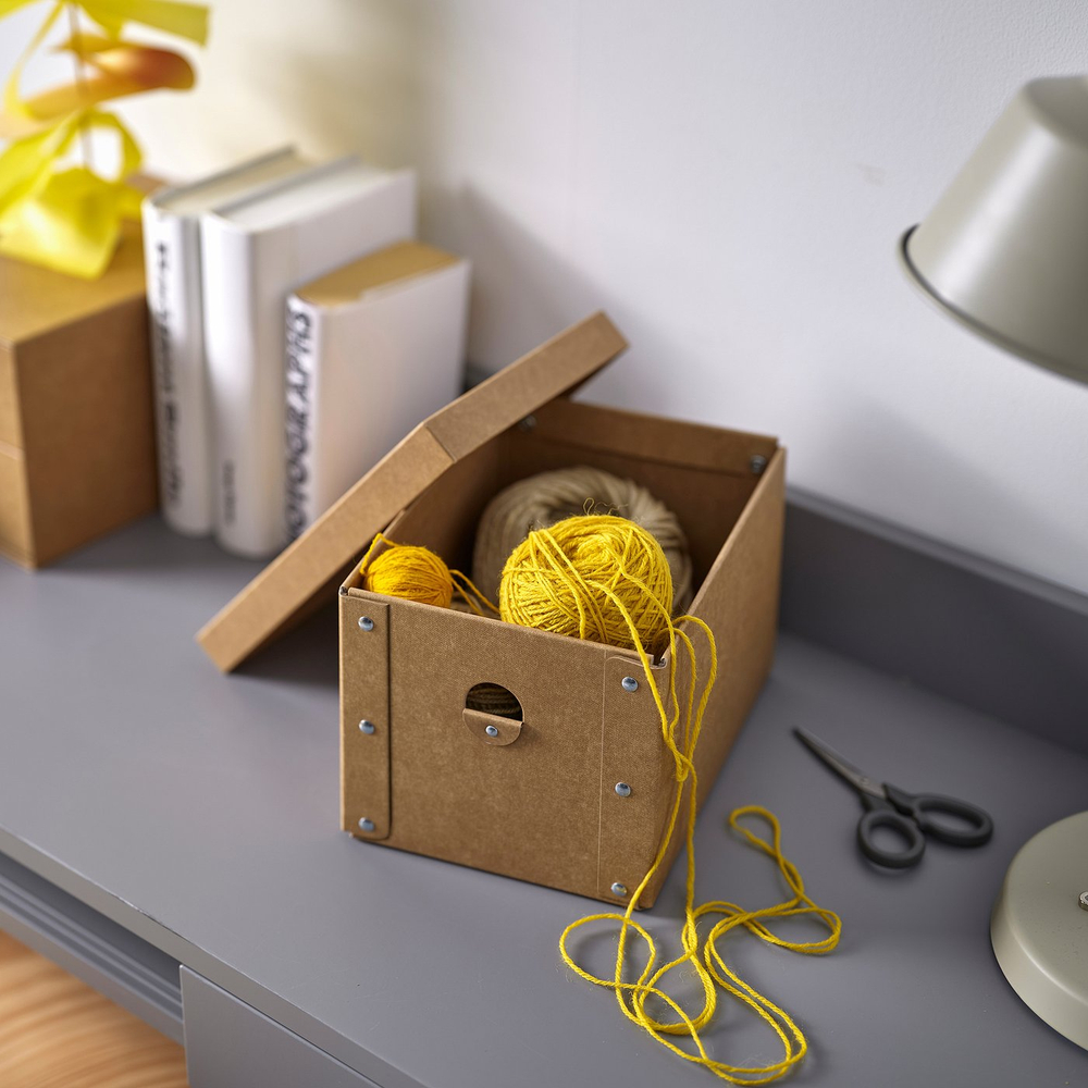 IKEA GÄRDESGÅRD  (ИКЕА ГЭРДЕСГОРД)  -  Коробка с крышкой - натуральный 18x25x16 см